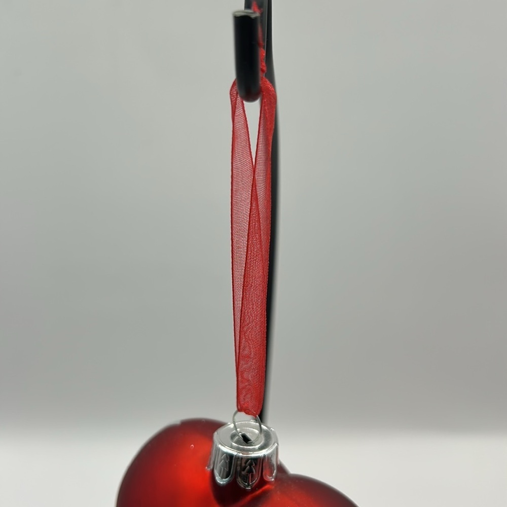 Red Heart Glass Ornament with Silver Stars - Picture 4 of 6